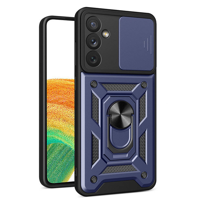Etui Hybrid Armor Camshield etui do Samsung Galaxy A34 5G pancerny pokrowiec z osłoną na aparat niebieskie Case