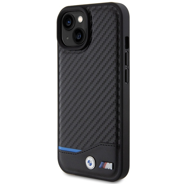 Etui BMW BMHCP15S22NBCK iPhone 15 6.1" czarny/black Leather Carbon Case
