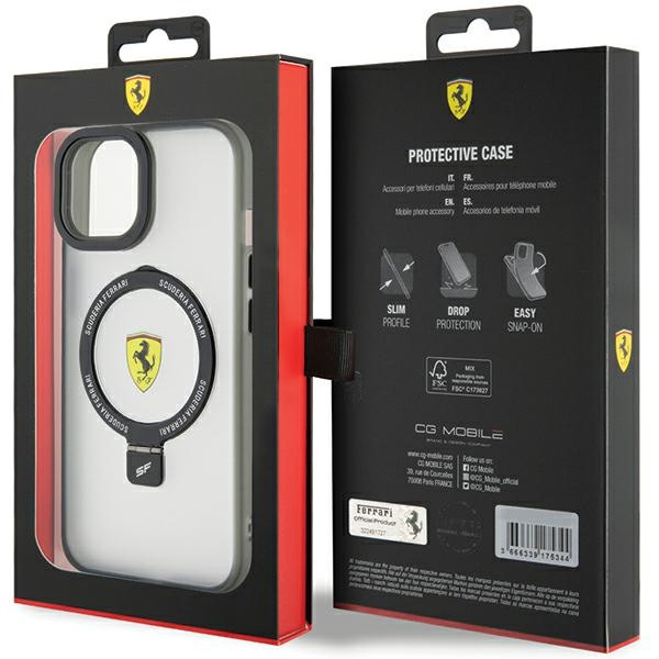 Etui Ferrari FEHMP15MUSCAK iPhone 15 Plus / 14 Plus 6.7" czarny/black hardcase Ring Stand 2023 Collection MagSafe Case