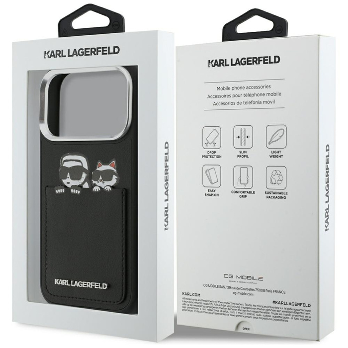 Etui Karl Lagerfeld Karl & Choupette     Print & Pocket do iPhone 17 Pro Max czarny