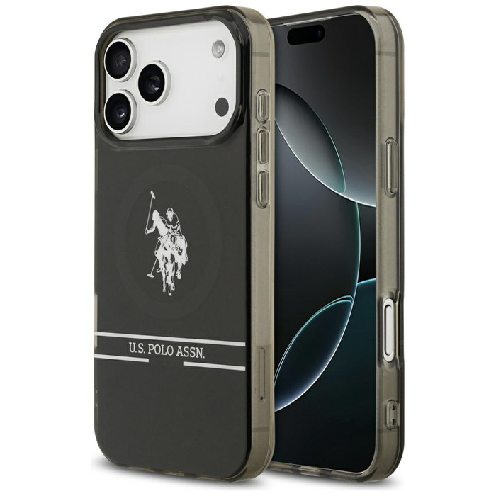 Etui US Polo DH and Bottom Stripe Logo   MagSafe do iPhone 17 Pro Max czarny
