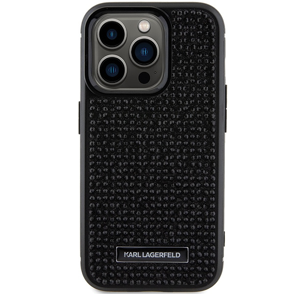 Etui Karl Lagerfeld KLHCP15LHDSPLK iPhone 15 Pro 6.1" czarny/black hardcase Rhinestone Logo Metal Plate