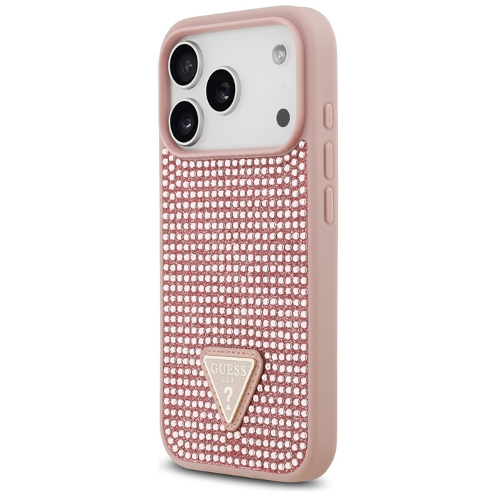 Etui Guess Rhinestone Triangle Logo do   iPhone 17 Pro różowy
