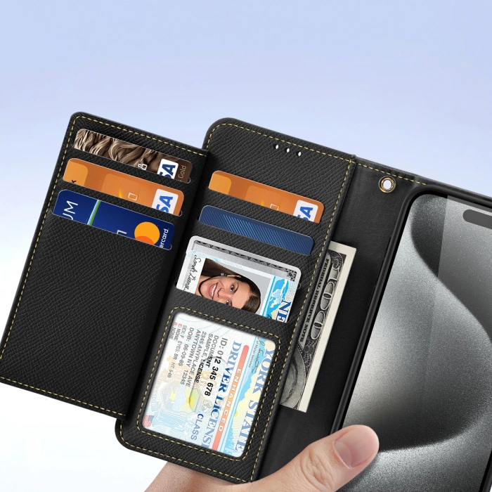 Etui skórzane Dux Ducis Lawa na iPhone 15 Pro - czarne