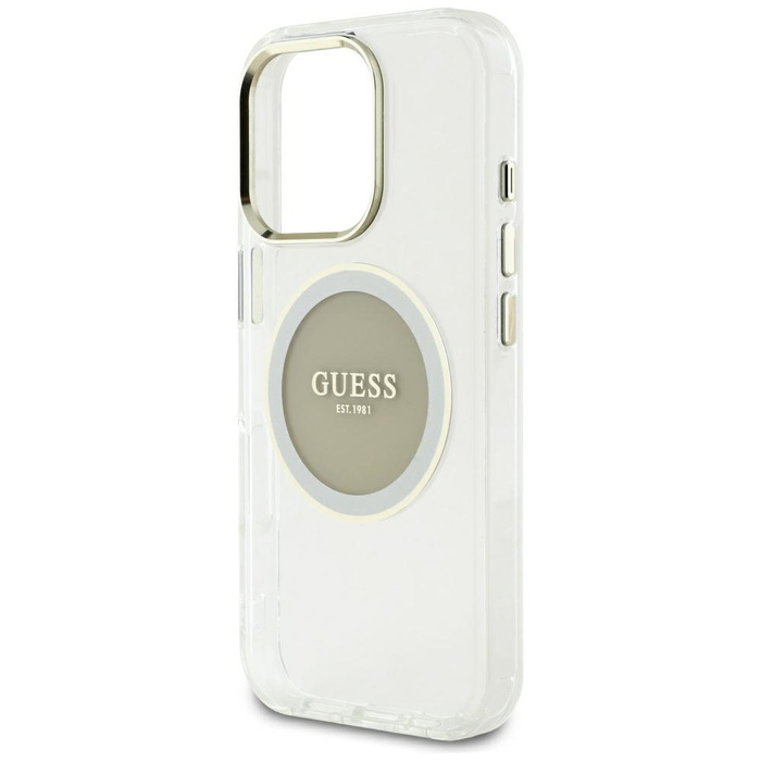 Etui Guess IML Metal Colored Circle      Classic Logo MagSafe do iPhone 16 Pro Max szary
