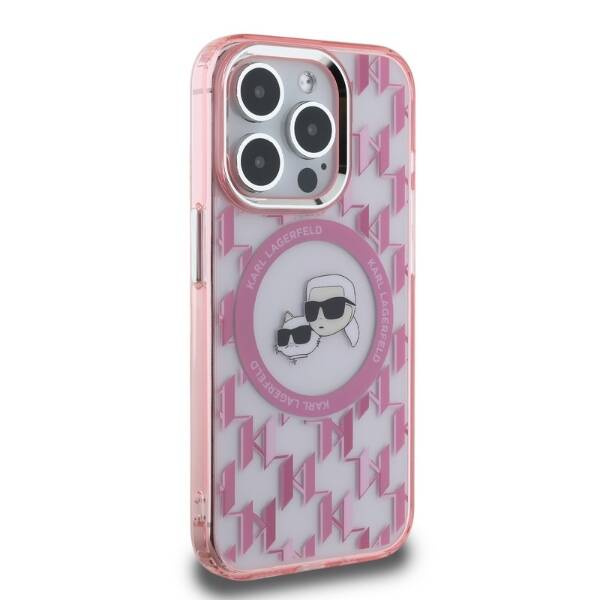Karl Lagerfeld KLHMP15XHMCKMHP iPhone 15 Pro Max 6.7" różowy/pink IML Monogram Karl&Choupette Head MagSafe