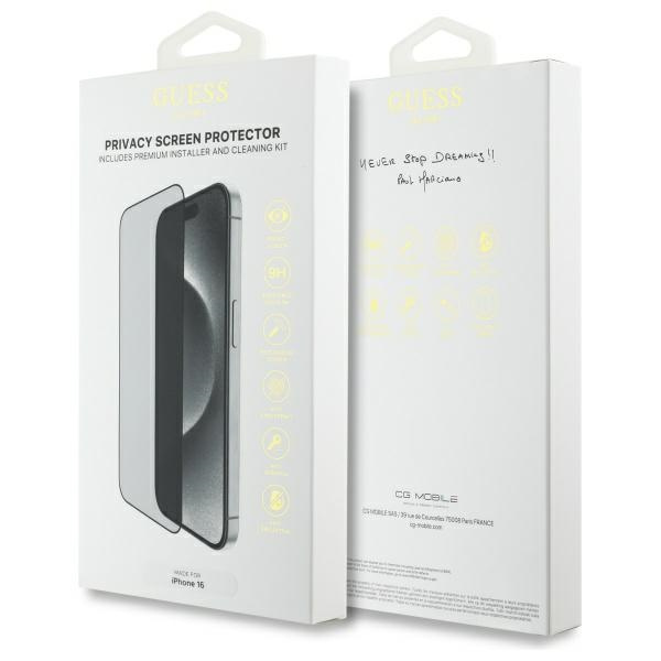 Guess GUTGP16SBOKGCIP iPhone 16 6.1"      Screen Protector Privacy 2.5D Outline - ochrona wyświetlacza prywatyzująca