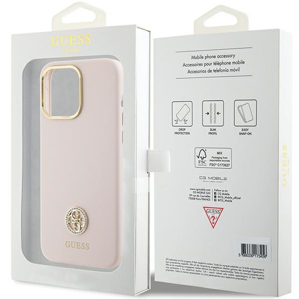 Etui Guess GUHCP15XM4DGPP iPhone 15 Pro Max 6.7" różowy/pink hardcase Silicone Logo Strass 4G