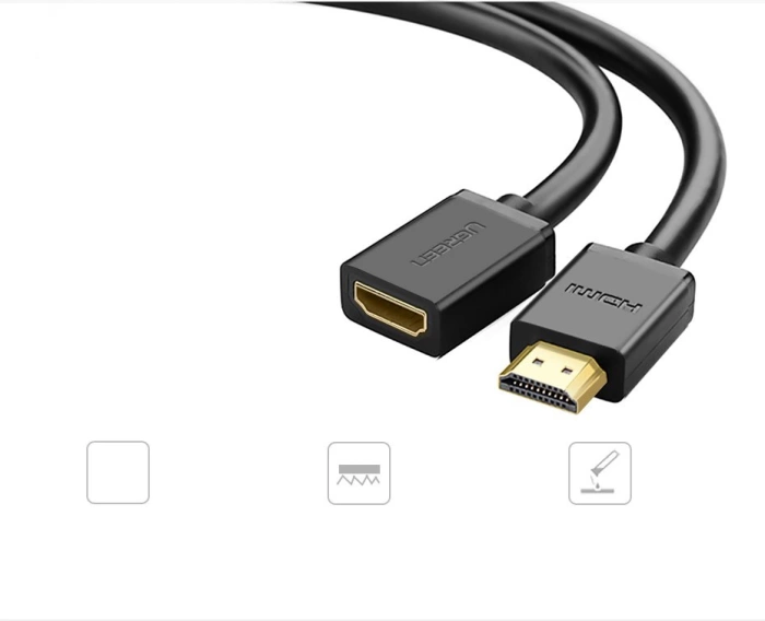 Kabel Ugreen HD107 10142 HDMI (męski) - HDMI (żeński) 4K 2m - czarny
