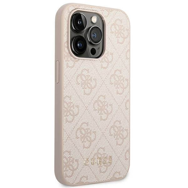 Etui GUESS Apple iPhone 14 Pro Max 4G Metal Gold Logo Różowy Hardcase