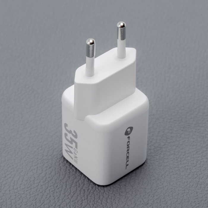 Ładowarka sieciowa do telefonu Forcell F-Energy Mini GaN III USB C + USB A QC4.0 PD 35W VT-35C biała 0INT