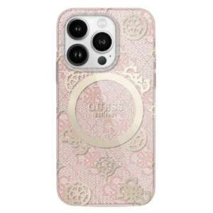 Etui Guess iPhone 16 Pro 6.3"  różowy/pink hardcase IML Peony On 4G Background MagSafe