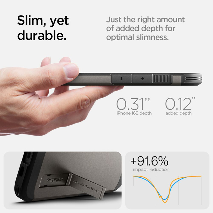 ETUI SPIGEN IPHONE 16E TOUGH ARMOR MAG MAGSAFE GUNMETAL