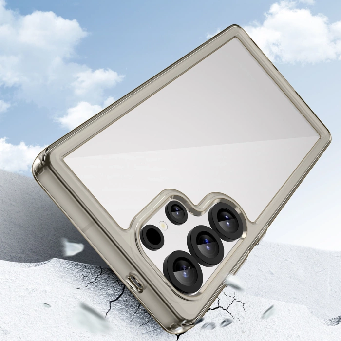 Etui silikonowe Outer Space Case z żelową ramką do Samsung Galaxy S25 Ultra - przezroczysto-czarne