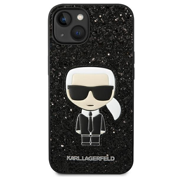Etui KARL LAGERFELD Apple iPhone 14 Plus Glitter Flakes Ikonik Czarny Hardcase