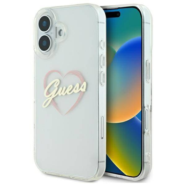 Etui Guess iPhone 16 plus 6.7" przeźroczysty/transparent hardcase IML Heart