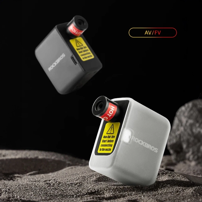 Pompka elektryczna mini Rockbros 42320008001 rowerowa do zaworów Schrader / Presta 100PSI - czarna