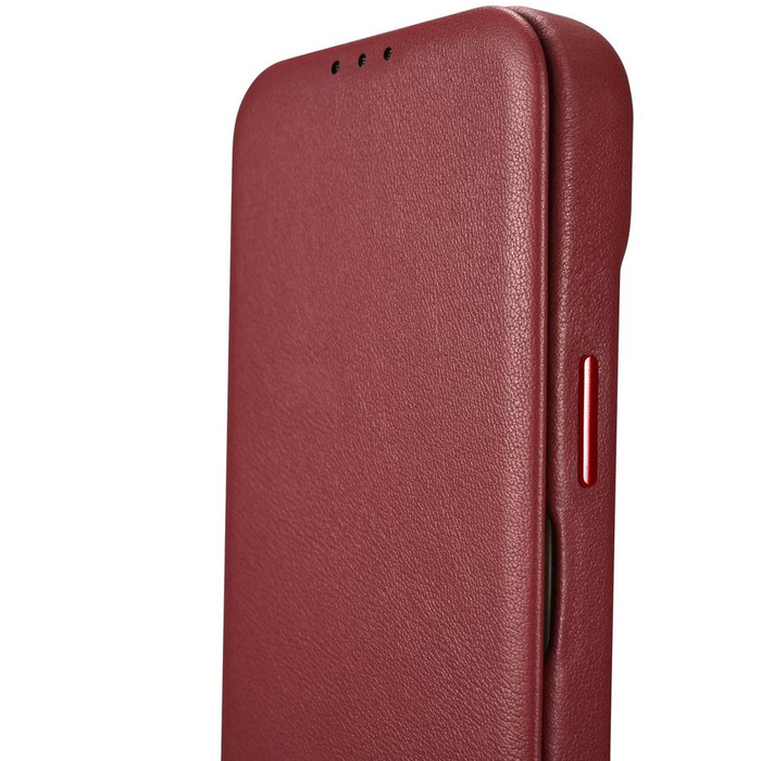iCarer CE Premium Leather Folio Case skórzane etui iPhone 14 Pro z klapką magnetyczne MagSafe czerwony (WMI14220714-RD)