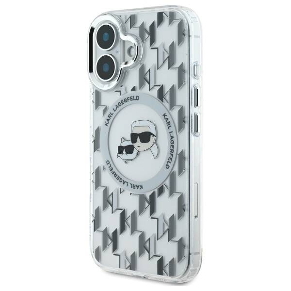 Etui Karl Lagerfeld iPhone 16 6.1" przezroczysty/transparent IML Monogram Karl&Choupette Head MagSafe