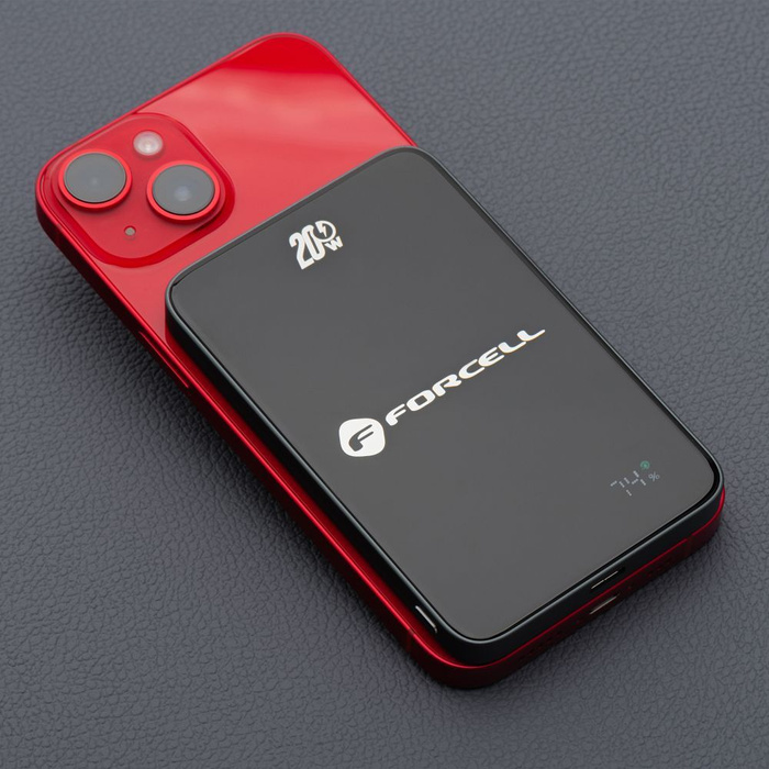 Powerbank zgodny z MagSafe Forcell F-Energy SuperSlim F5K8 QC4.0 PD3.0 15W 5000 mAh czarny 0INT