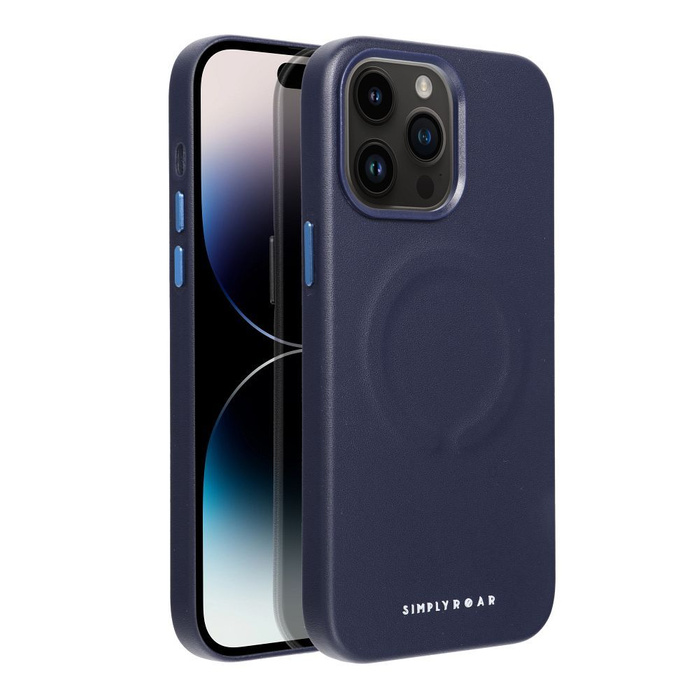 Futerał Roar Leather Mag Case kompatybilny z MagSafe - do iPhone 14 Pro Max Granatowy
