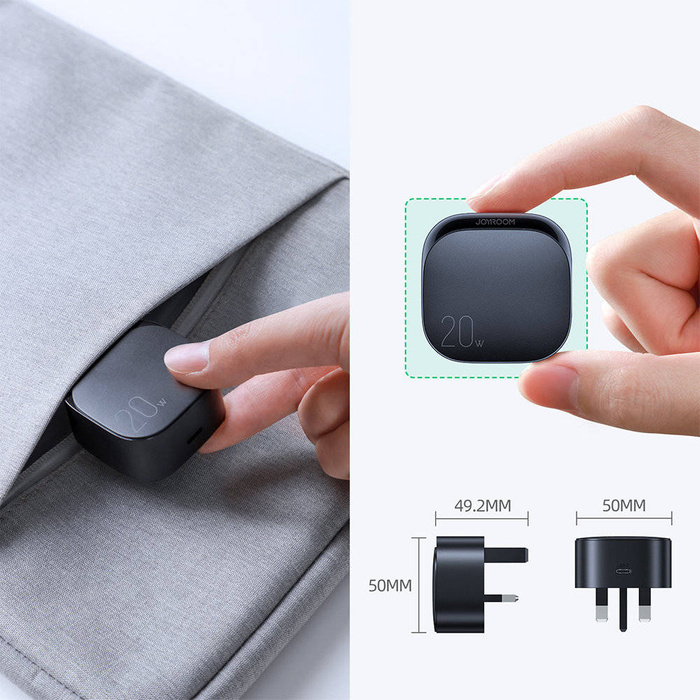 Mała szybka ładowarka USB Typ C PD 20W wtyczka EU czarna (L-P210)