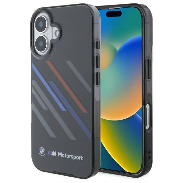 Etui BMW iPhone 16 Plus 6.7" czarny/black hardcase Motosport IML Random Stripes