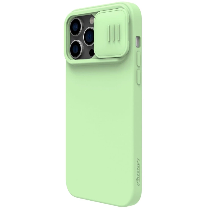 Etui Nillkin CamShield Silky Silicone Case etui iPhone 14 Pro Max pokrowiec z osłoną na aparat zielony