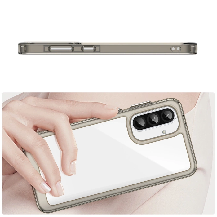 Etui Outer Space Case do Samsung Galaxy A56 pokrowiec z elastyczną ramką - półprzezroczyste, czarne