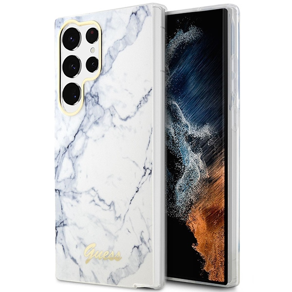 Etui Guess Guhcs23lpcumah S23 Ultra S918 Biały/white Hardcase Marble Case