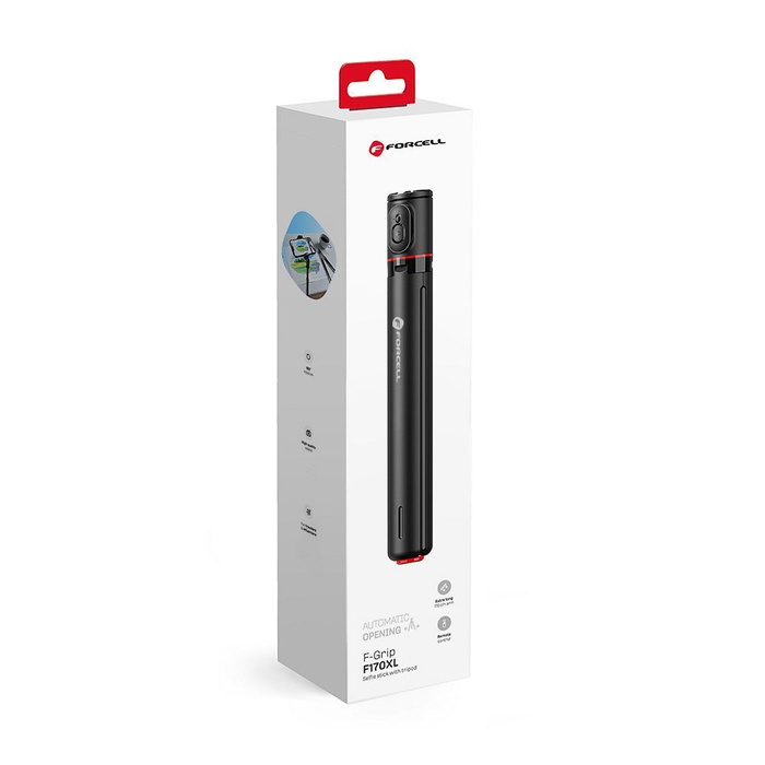 Selfie stick Forcell F-Grip F170XL tripod automatyczny z pilotem bezprzewodowym czarny