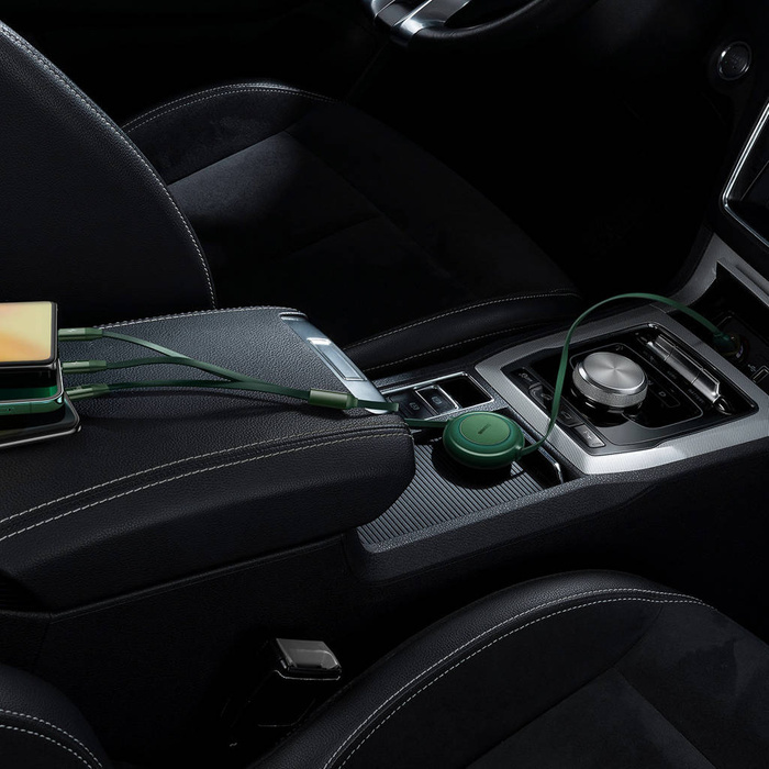 Baseus Bright Mirror 2 zwijany kabel przewód 3w1 USB Typ A - micro USB + Lightning + USB Typ C 66W 1.1m zielony (CAMJ010106)