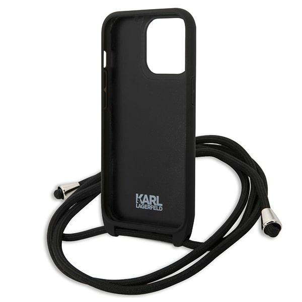 Karl Lagerfeld KLHCP13LCMNIPK iPhone 13 Pro 6,1" hardcase czarny/black Leather Monogram Patch and Cord Iconik