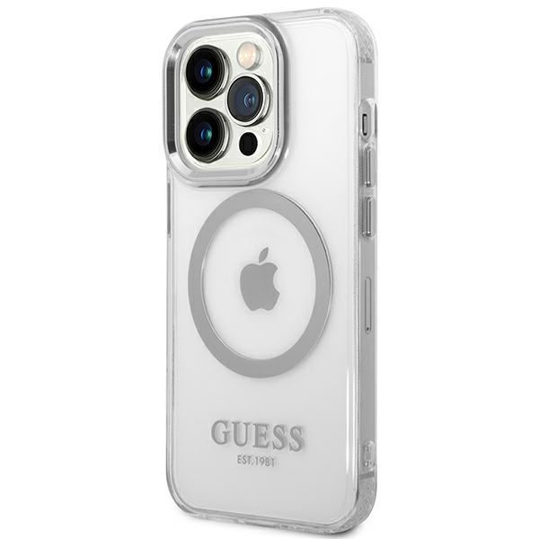 Etui GUESS Apple iPhone 14 Pro Metal Outline Magsafe Srebrny Hardcase