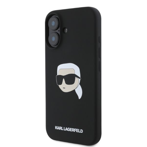 Etui Karl Lagerfeld iPhone 16 czarny/black HC MagSafe Sil KL Head Print