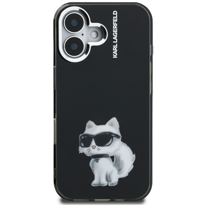 Etui Karl Lagerfeld IML Aquarelle        Choupette & Logo do iPhone 16 czarny