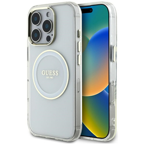 Etui Guess IML Metal Colored Circle      Classic Logo MagSafe do iPhone 16 Pro Max biały