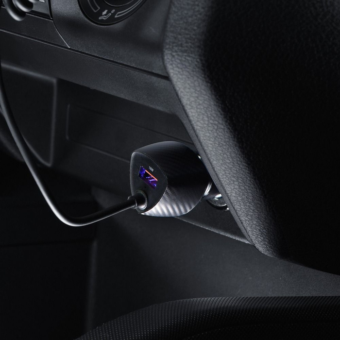 FORCELL F-ENERGY Carbon CC50-1AC ładowarka samochodowa USB A z kablem Typ C PD QC3.0 3A 38W czarna