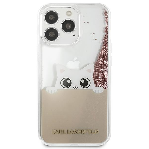 Etui KARL LAGERFELD Apple iPhone 13 Pro Max Peek A Boo Liquid Glitter Różowy Hardcase