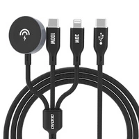 Kabel z ładowarką do Apple Watch Dudao A12Max+ PD 100W 3w1: USB-C Lightning 1,2m - czarny