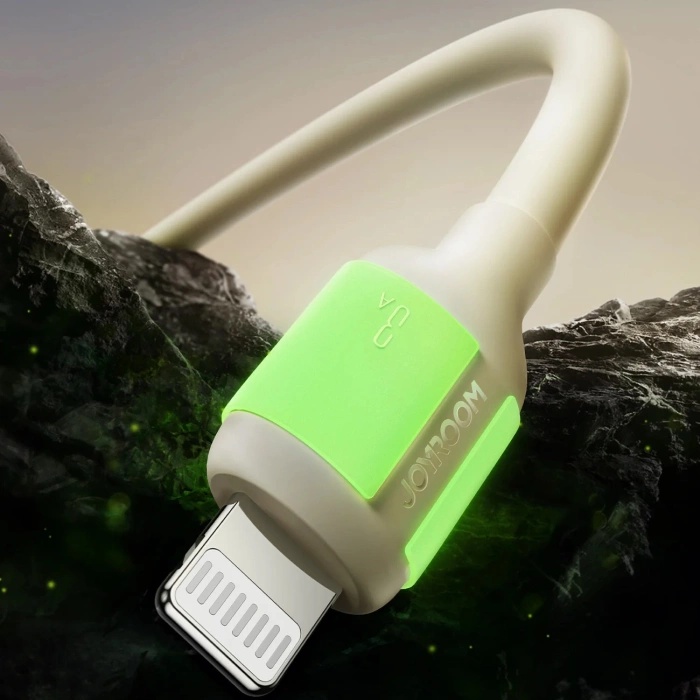 Kabel Joyroom S-A53 3A USB-A - Lightning z fluorescencyjną końcówką 1,2 m - beżowy
