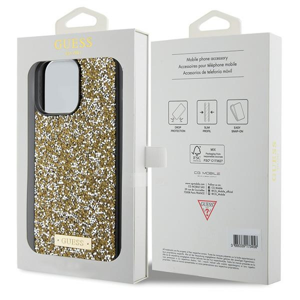 Etui Guess GUHCP15LPFGSBSD iPhone 15 Pro 6.1" żółty/yellow hardcase Rhinestone Metal Logo Case