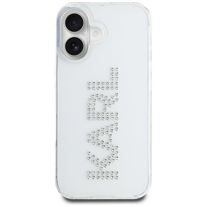 Etui Karl Lagerfeld IML Rhinestones Logo do iPhone 16 przezroczysty