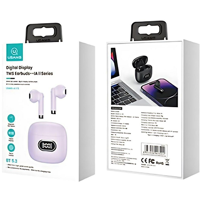 USAMS Słuchawki Bluetooth 5.3 TWS IA II series bezprzewodowe purpurowy/purple BHUIAII03 (USAMS-IAII15)