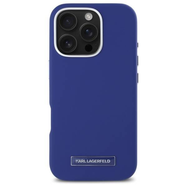 Etui Karl Lagerfeld iPhone 16  Pro 6.3" niebieski/blue hardcase FW Metal Plate MagSafe