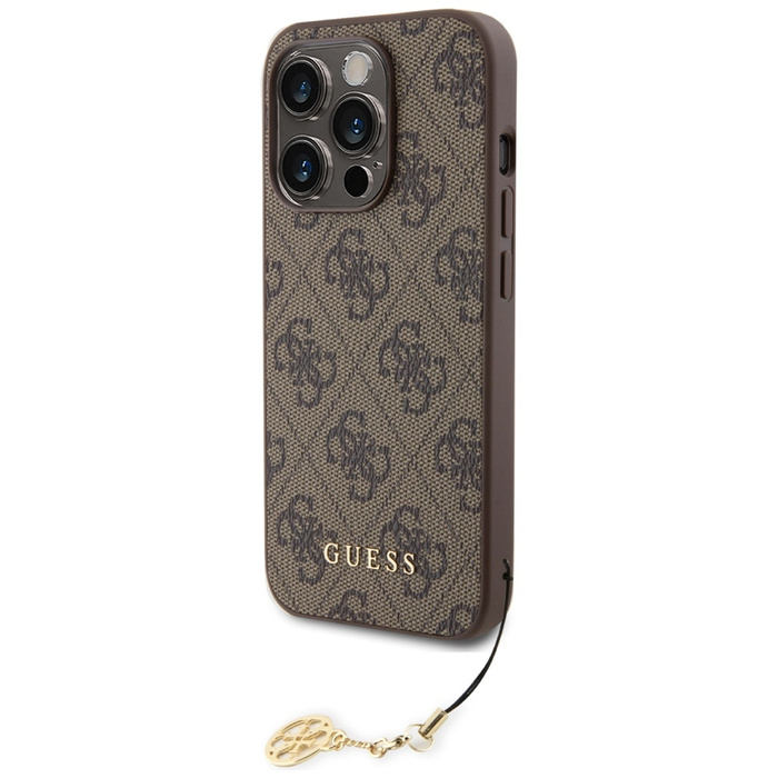 Etui Guess GUHCP15LGF4GBR iPhone 15 Pro 6.1" brązowy/brown hardcase 4G Charms Collection Case