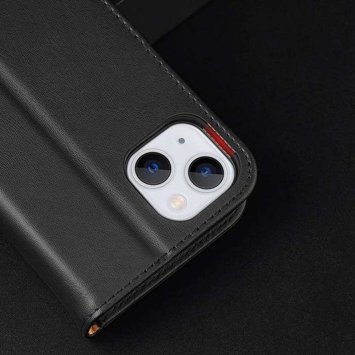 Dux Ducis Hivo skórzane etui z klapką pokrowiec ze skóry naturalnej portfel na karty i dokumenty iPhone 14 Plus czerwony