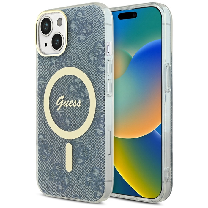 Etui Guess GUHMP15SH4STB iPhone 15 / 14 / 13 6.1" niebieski/blue hardcase IML 4G MagSafe Case