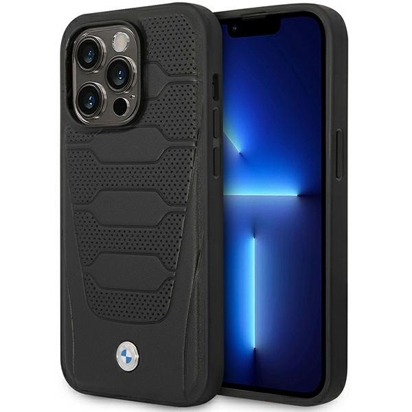 Etui BMW iPhone 14 Pro 6,1" czarny/black Leather Seats Pattern MagSafe