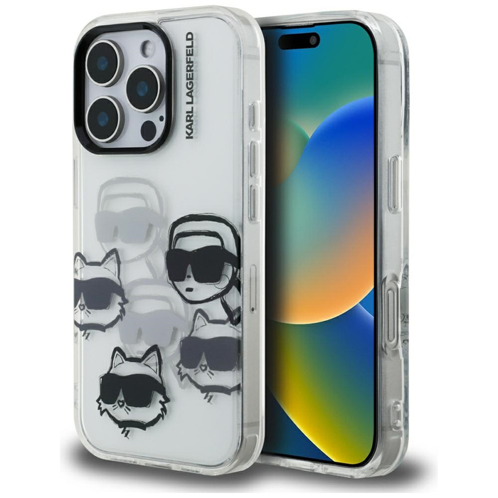 Etui Karl Lagerfeld iPhone 16 Pro Max IML Multi K&C Head Pattern Przezroczysty
